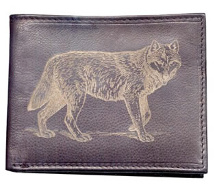 Leather Wallet with Wolf